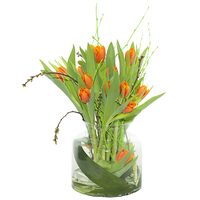 Boeket Oranje Tulpen Met Voorjaarsbloesem ( Niet Leverbaar Ivm Seizoen )