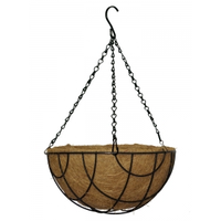 Hanging Basket Zwart Gecoat Met Kokos Inlegvel   Hanging Basket Ø 25 Cm
