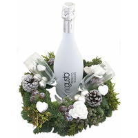 Fles Ilmiogusto White Met Kerstkrans En Glazen