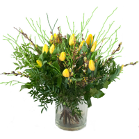 Gele Tulpen Met Voorjaarstakken (niet Leverbaar In Verband Met Seizoen)