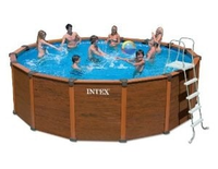 Intex Sequoia Wood Grain Frame Pool Set 478x124cm Met Zandfilterpomp