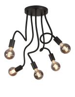Plafondlamp Flex Zwart Mat Zwart 50cm 5 Lichts