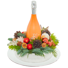 Oranje/peach Kerst Arrangement Met Peachelino